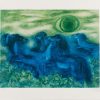 Reuven Rubin -Sunset in the Negev, (Blue horses)